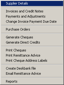 creditors menu